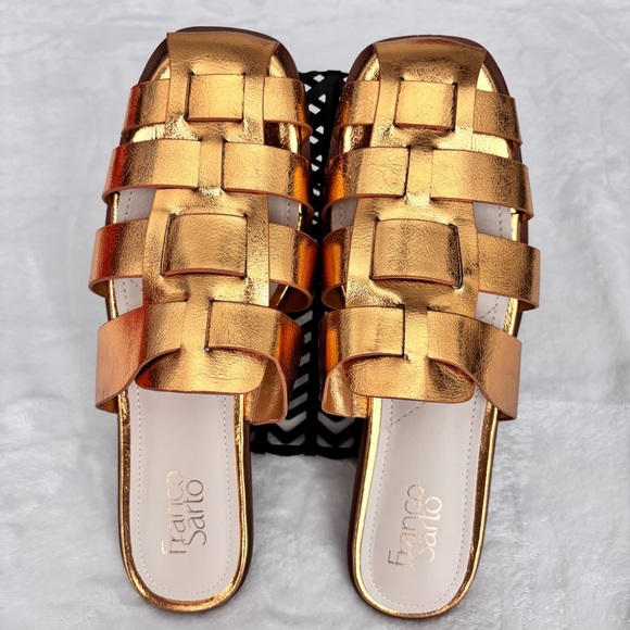 FRANCO SARTO Bartis Square Toe Gold Vegan Leather Fisherman Mule--NEW--8 - Picture 3 of 15